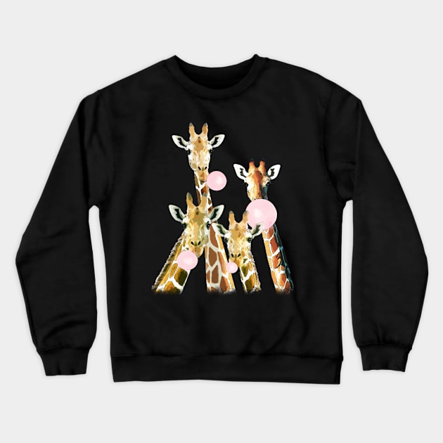 Funny giraffe bubble gum Crewneck Sweatshirt by Collagedream